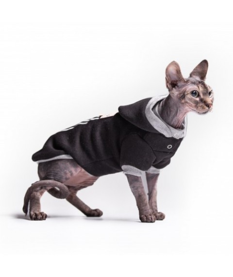 Тепла кофта з рукавом для кота та кішки Style Pets "ADS Sport BLACK"