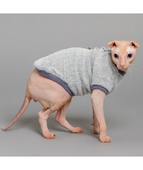 Тепла кофта з рукавом для кота та кішки Style Pets Елка Gray