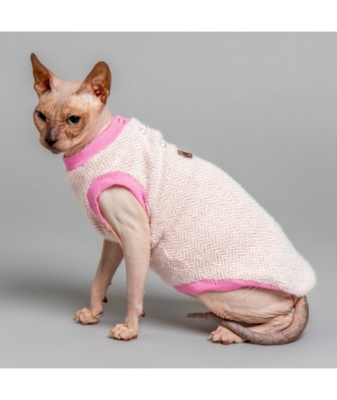 Тепла кофта без рукава для кота та кішки Style Pets Ялинка Pink