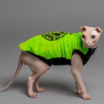 Тепла кофта без рукава для кота та кішки Style Pets FaceSPS з махрової тканини колір зелений