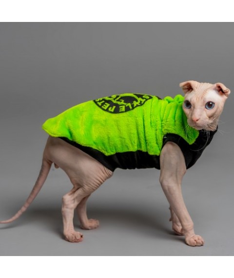 Тепла кофта без рукава для кота та кішки Style Pets FaceSPS з махрової тканини колір зелений