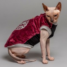 Тепла кофта без рукава для кота та кішки Style Pets FaceSPM з махрової тканини колір марсала
