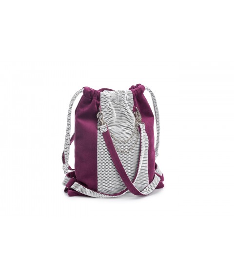 The backpack is female, the color is dark purple