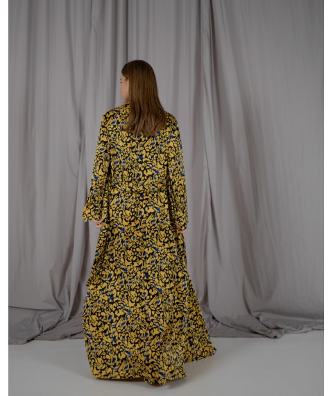 Піжамний костюм-трійка Helen італійський шовк (бра+халат+штани) Жовтий