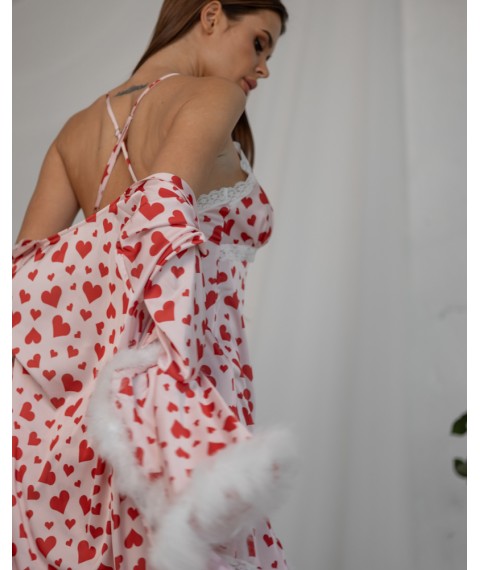 Пижамный костюм "Francesca" (халат+ночная рубашка) шелк Армани и натуральное перо