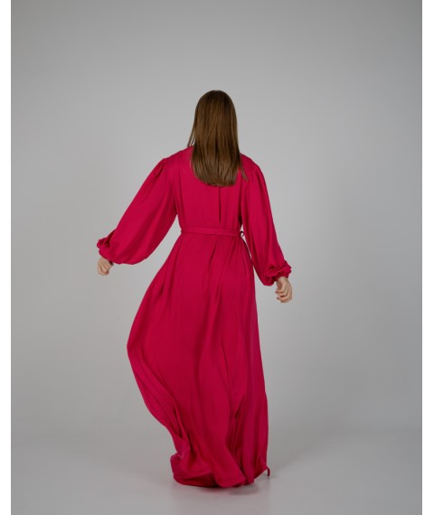 Піжамний костюм-трійка Diana шовк віскоза (бра+халат+штани) Малиновий