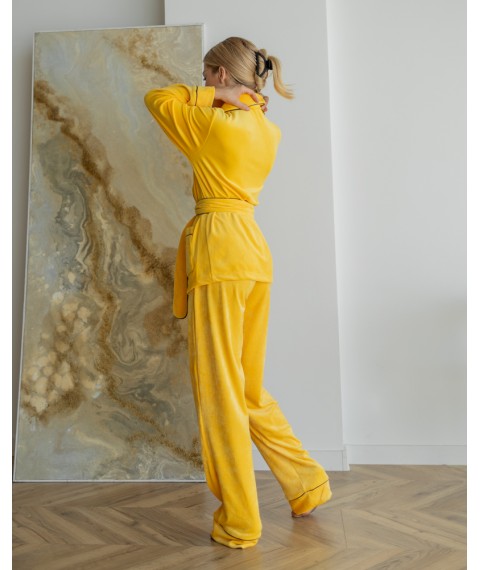 Пижама велюр Eva на запах Желтый