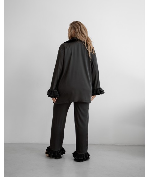 Пижамный костюм-тройка "Volan" (рубашка+бра+штаны) Черный