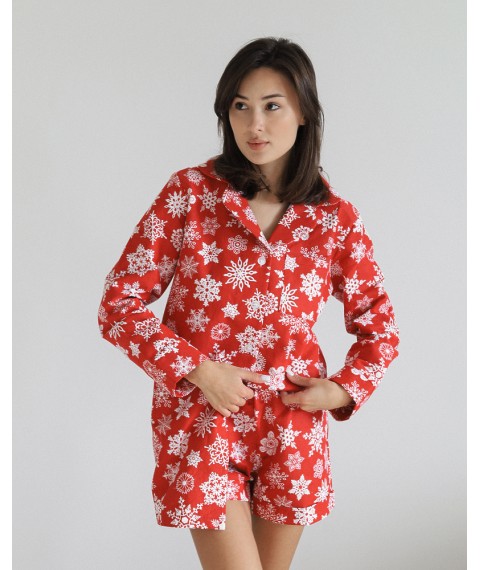 Пижамный костюм-тройка из байки "Holiday" Красный