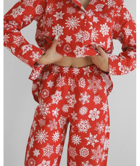 Пижамный костюм-тройка из байки "Holiday" Красный