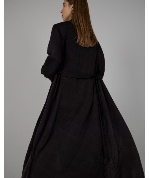 Піжамний костюм-трійка Diana шовк віскоза (бра+халат+штани) Чорний