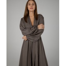 Піжамний костюм-трійка Diana шовк віскоза (бра+халат+штани) Хакі