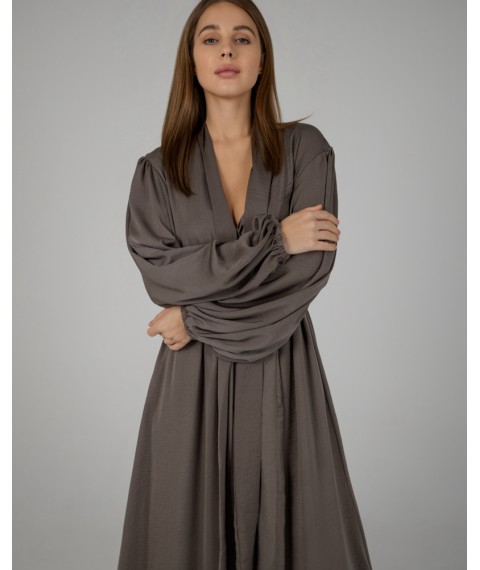 Піжамний костюм-трійка Diana шовк віскоза (бра+халат+штани) Хакі