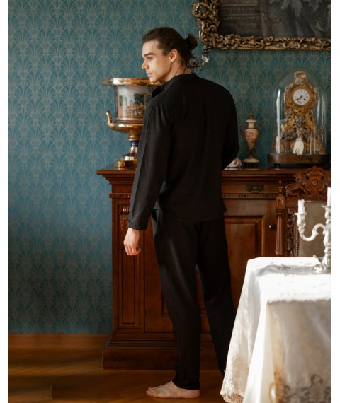 Домашній костюм Чоловічий з льону Чорний