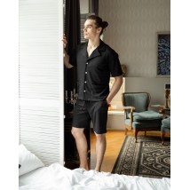 Пижамный костюм Мужской (ткань: вафельный трикотаж) Черный