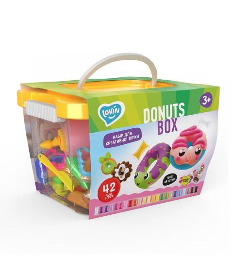 Donuts box ТМ Lovin Набір легкого стрибаючого пластиліну