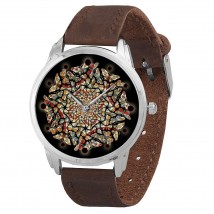 Наручные часы AndyWatch Абстракция из бабочек brown оригинальный подарок прикольный
