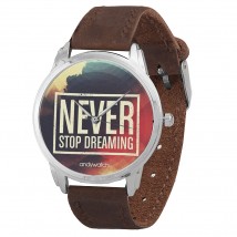Наручные часы AndyWatch Never stop dreaming brown оригинальный подарок прикольный