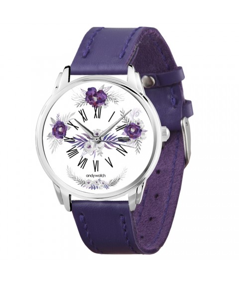 Наручные часы AndyWatch Фиолетовые цветы подарок
