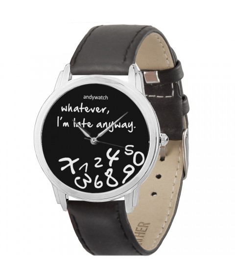 AndyWatch Ich bin spät schwarz Armbanduhr Original Geburtstagsgeschenk