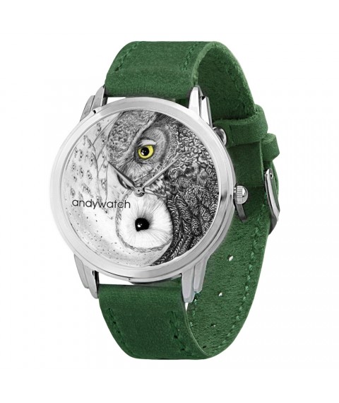 AndyWatch Owls Yin-Yang Green Original Birthday Gift