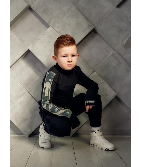 Polo-neck black with an embroidery and a print, G_Stars.Kids of river 110-116 (28.0 - 110\116)