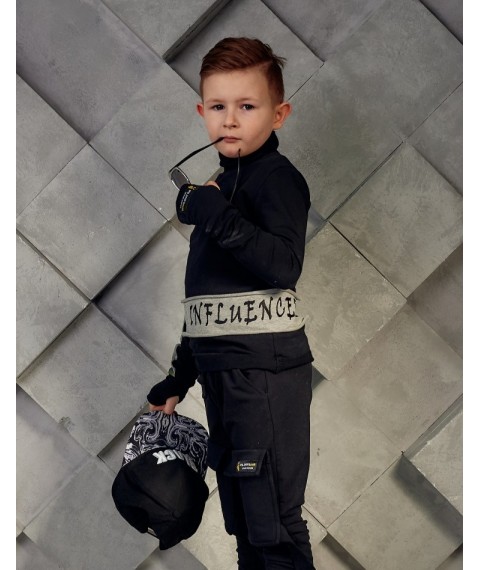 Polo-neck black with an embroidery and a print, G_Stars.Kids of river 110-116 (28.0 - 110\116)