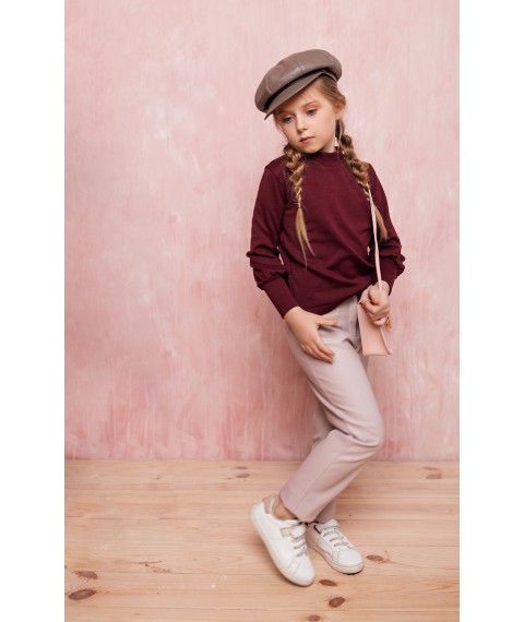 Liora Bay jumper knitted colors Marsala for the girl of 140 rubles (sku 90314_140)