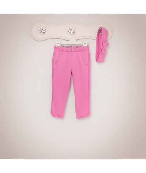 Jeggings knitted Little Bloom pink with a bandage for the girl solution 74