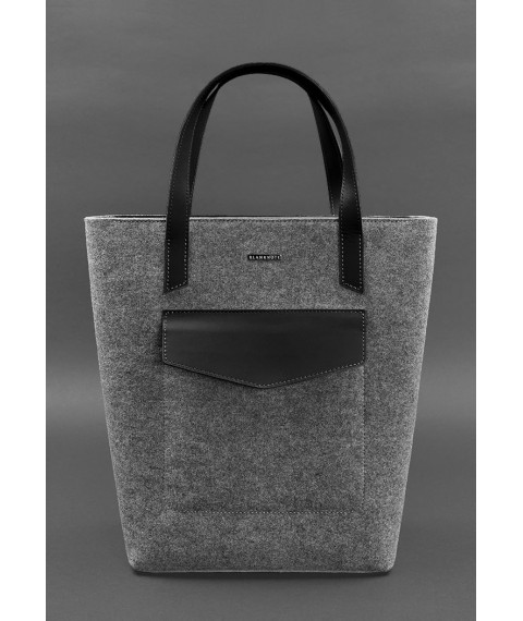 Felt women's DD Shopper bag with black leather inserts