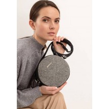 Round felt women's bag Tablet with black leather inserts