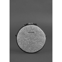 Round felt women's bag Tablet with black leather inserts