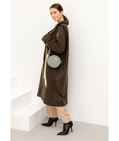 Round felt women's bag Tablet with black leather inserts