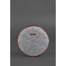 Кругла фетрова жіноча сумка Tablet з шкіряними бордовими вставками
