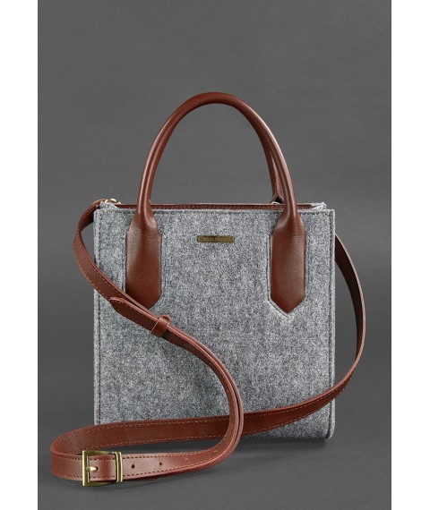 Blackwood felt women's crossbody bag with brown leather inserts