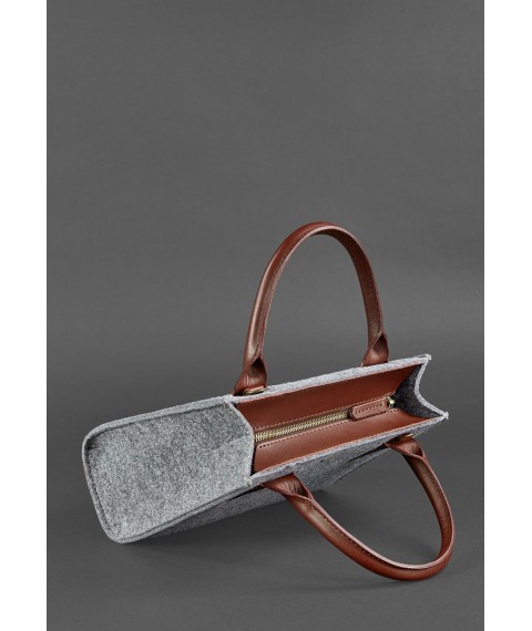 Blackwood felt women's crossbody bag with brown leather inserts
