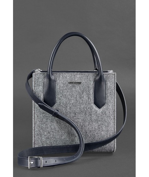 Blackwood felt women's crossbody bag with blue leather inserts
