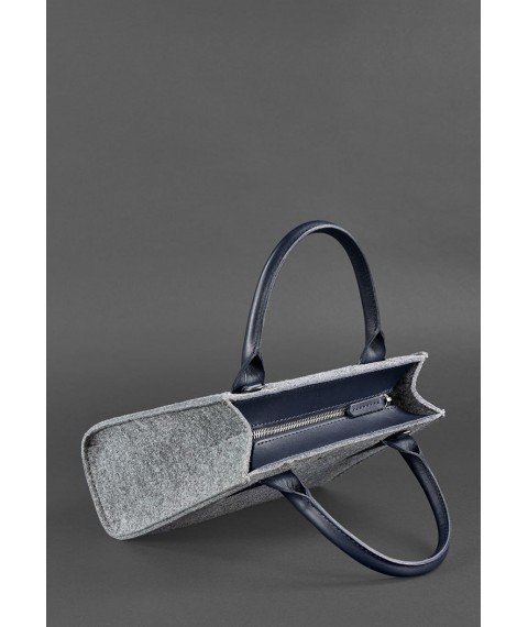 Blackwood felt women's crossbody bag with blue leather inserts