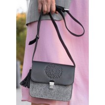 Фетровая женская бохо-сумка Лилу с кожаными черными вставками