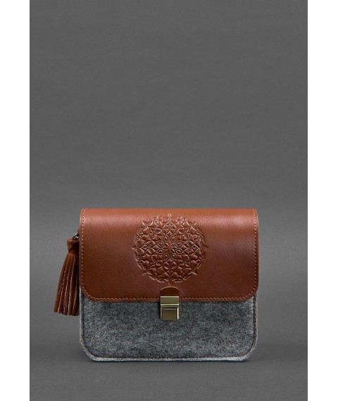 Felt women's boho bag Lilu with brown leather inserts