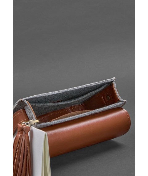 Felt women's boho bag Lilu with brown leather inserts
