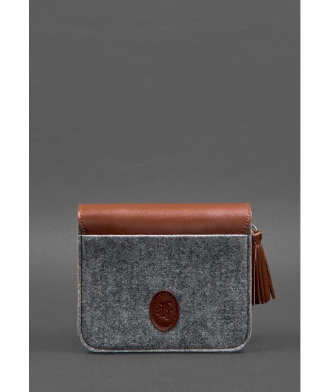 Felt women's boho bag Lilu with brown leather inserts