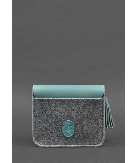 Felt women's boho bag Lilu with leather turquoise inserts