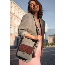 Фетрова жіноча бохо-сумка Лілу з шкіряними бордовими вставками