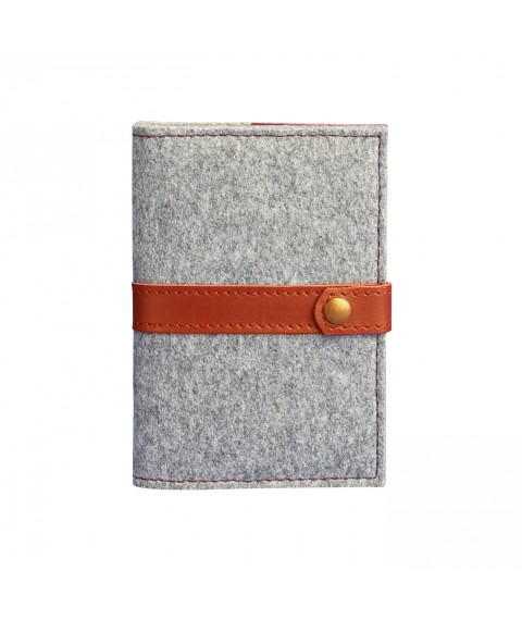 Felt passport cover 1.1 with brown leather inserts