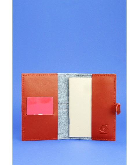 Felt passport cover 1.1 with brown leather inserts