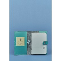 Felt women's passport cover 1.1 with leather turquoise inserts