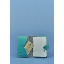 Фетровая женская обложка для паспорта 3.0 с кожаными бирюзовыми вставками