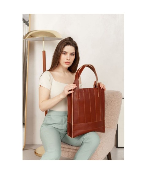 Leather women's shopper bag Betsy light brown crust