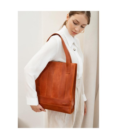 Кожаная женская сумка шоппер Бэтси светло-коричневая Crazy Horse